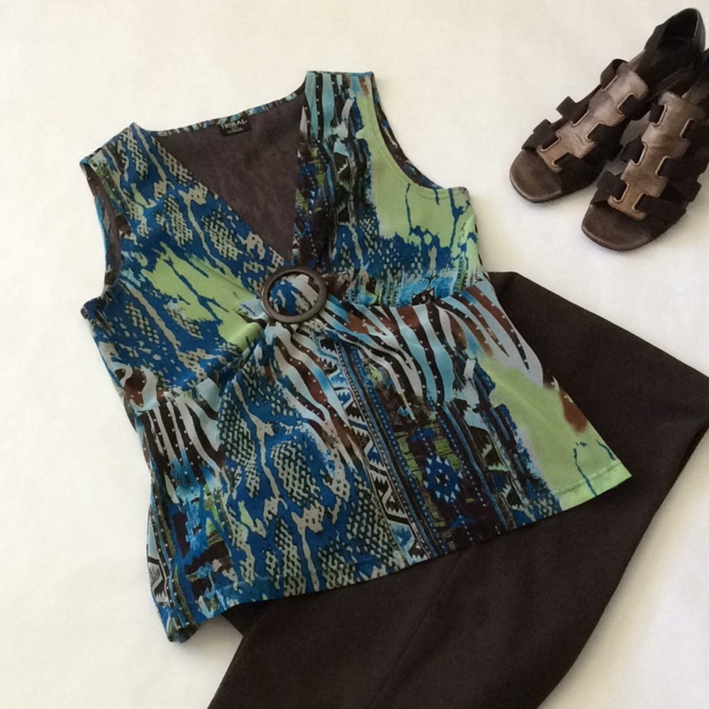 Tribal small sleeveless v-neck top